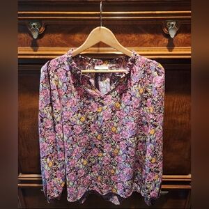 LES AMIS - Floral Blouse With Ruffled Collar